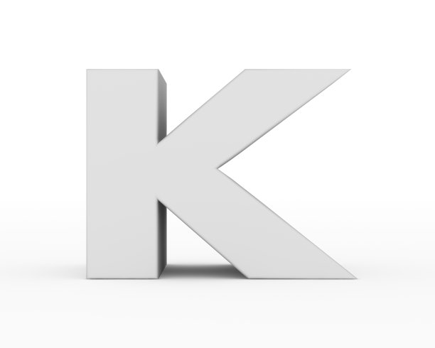 字母K -白色灰色未来主义3d字体孤立在白色背景图片下载