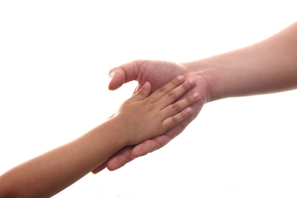 儿童和成人手牵手的特写图片下载