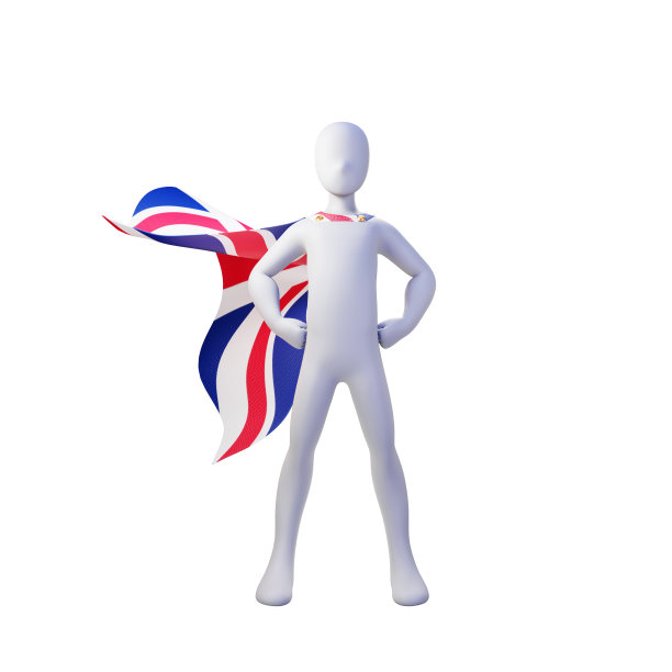 超级英雄3d渲染与英格兰国家斗篷。图片下载