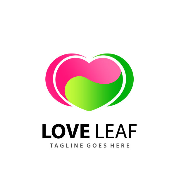 令人敬畏的渐变爱叶现代标志设计图片下载