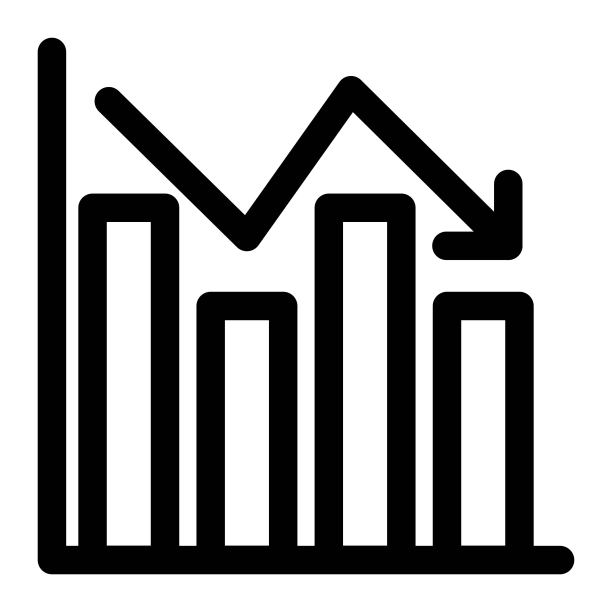 下降的图表图标。减少的图表标志。经济衰退、股市崩盘、金融危机图标图片下载