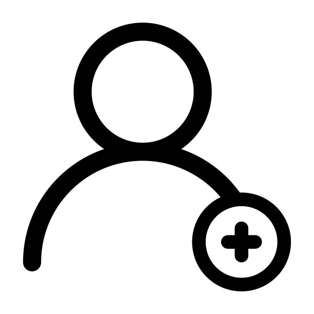 添加新用户帐户或好友图标（线条风格），适用于网页和移动应用图片下载