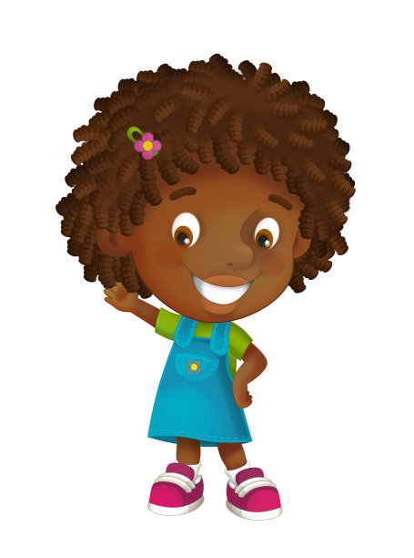 卡通场景与儿童女孩在白色背景-插图图片下载