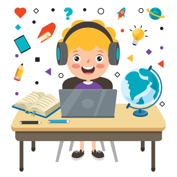 卡通人物在线学习概念图片下载