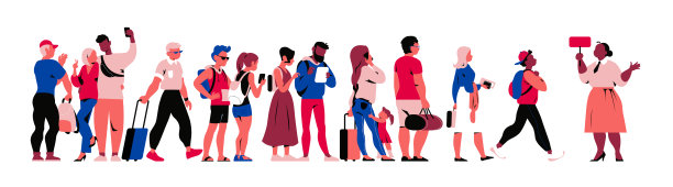 游客和乘客人物(青少年，情侣，家庭)带着包和背包行走，旅行，旅行，拍照和自拍，孤立在白色背景上。图片下载