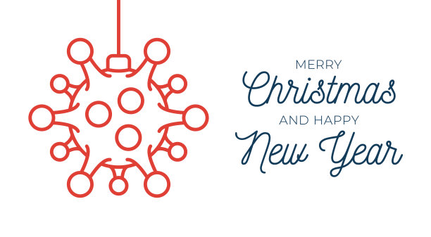 红色圣诞球和隔离冠状病毒危险。2019冠状病毒病和圣诞节或新年取消概念。矢量图图片下载