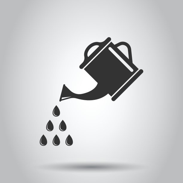 水可以在平面风格图标。灌溉花园矢量插图在白色孤立的背景。浇水的业务概念。图片下载