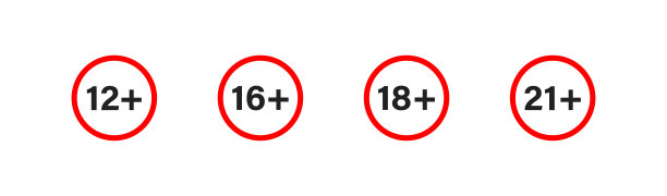 年龄评级集图标。孤立矢量插图年龄限制图片下载