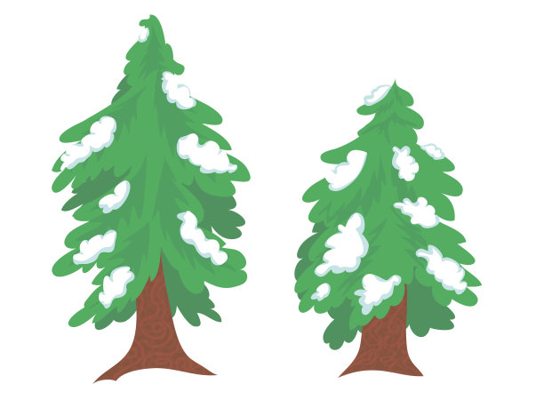 雪中的树和云杉图片下载