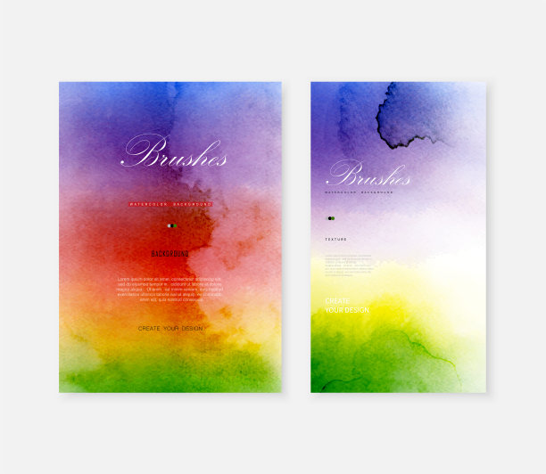 创意模板背景设置与彩虹水彩污渍图片下载