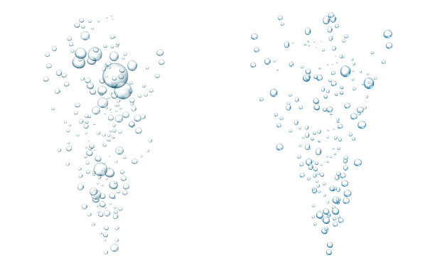 蓝色碳酸泡沫。闪闪发光的水下小溪在水，海洋，水族馆。起泡的汽水和起泡的饮料抽象的新鲜苏打气泡。矢量插图。图片下载