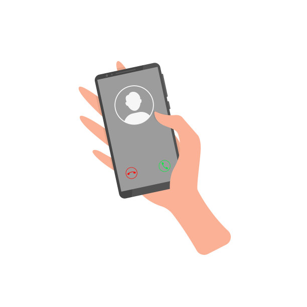 女性的手拿着手机在他的手中。屏幕保护视频通话与重置和回答按钮。矢量插图，平面彩色卡通设计，孤立在白色背景，eps 10。图片下载