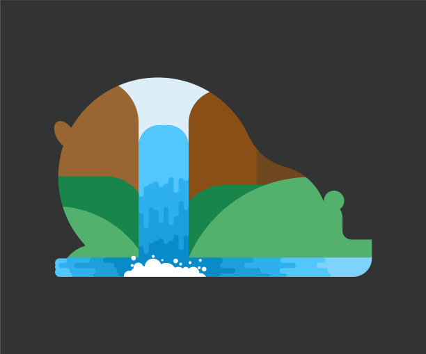 剪影熊森林景观在其轮廓图片下载