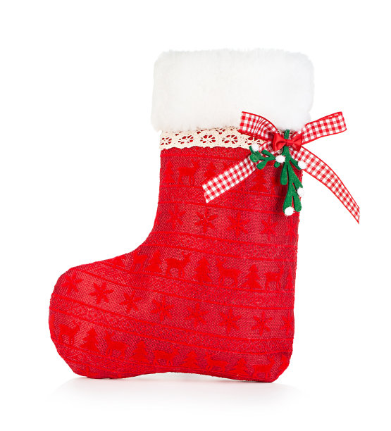 圣诞袜孤立在白色的背景。素材图片
