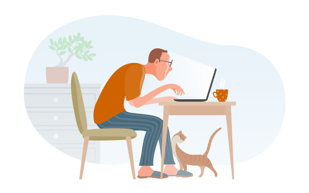 自由职业的年轻人在家努力工作图片下载