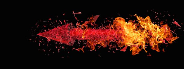 水平移动的火焰箭头的3D插图图片下载