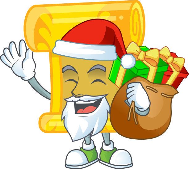 圣诞老人中国黄金卷轴图标有盒礼物图片下载