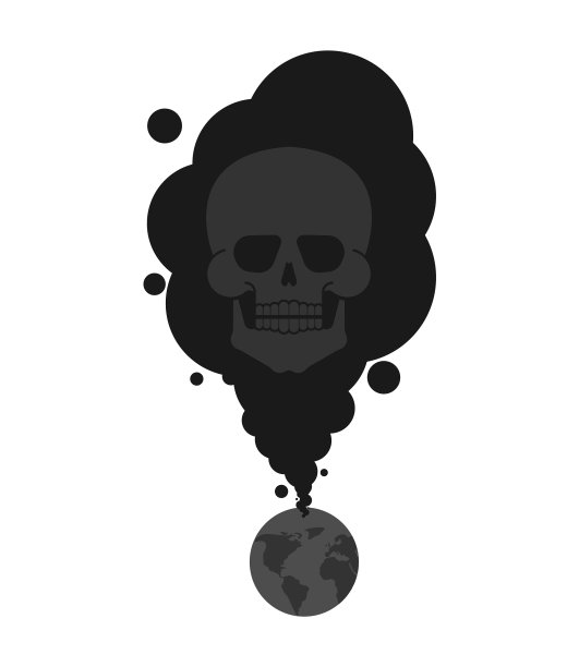 泥土和工厂的黑烟和骷髅的死亡图片下载