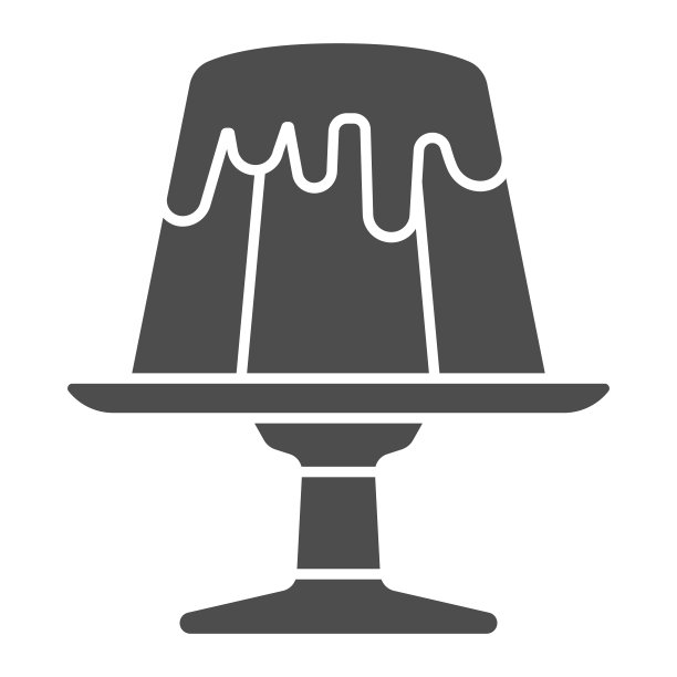 巧克力布丁固体图标，巧克力节日概念，生日蛋糕标志在白色背景，布丁甜点图标在象形风格的移动概念和网页设计。矢量图形。图片下载