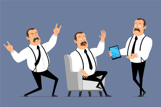 卡通有趣的胖办公室男人人物设置图片下载