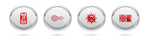 设屏蔽、按键、防紫外线、空调线路智能手机。银圈按钮。向量图片下载