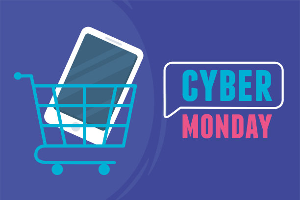 网络星期一，把智能手机放在购物车里图片下载