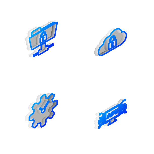 设置等距线云计算锁、FTP文件夹和、时间管理和计算机api界面图标。向量图片下载