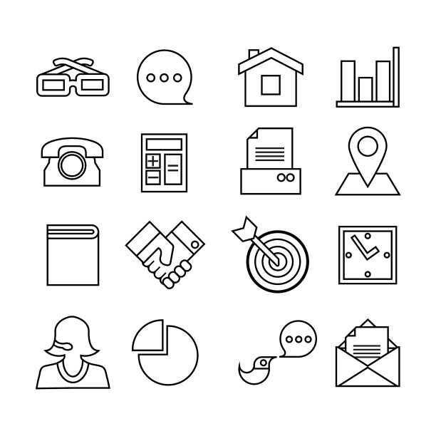 网页图标为图形设置了流行的平面风格图片下载