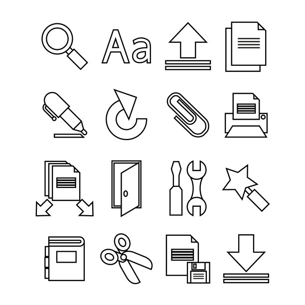 文档图标设置时尚的平面风格的图形图片下载