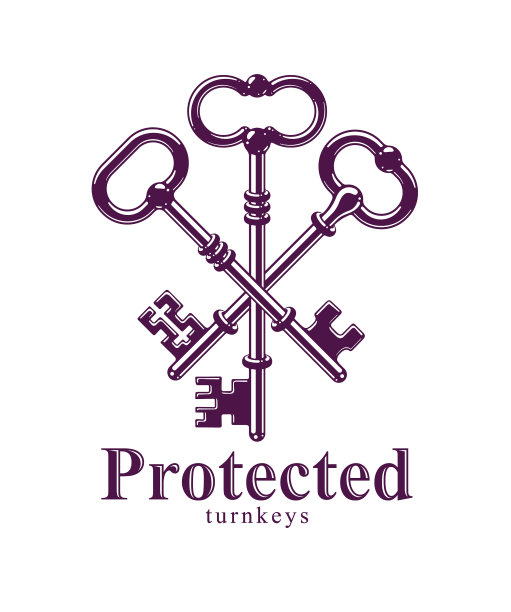 交叉的钥匙，古董的狱卒标志图片下载