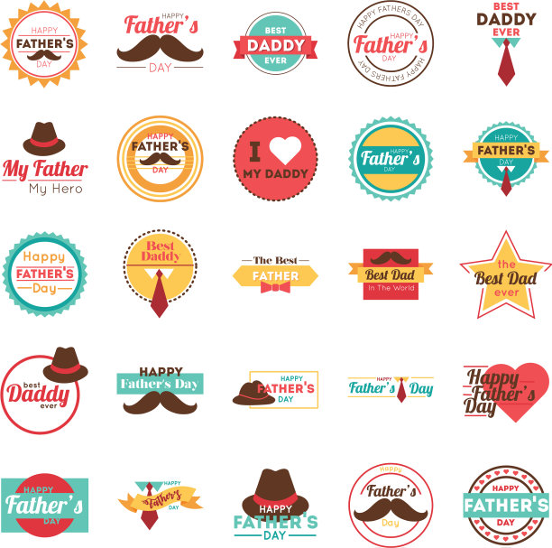 捆绑快乐的父亲节印章图片下载