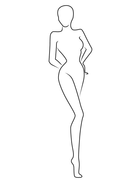 黑色轮廓优雅女人图片下载