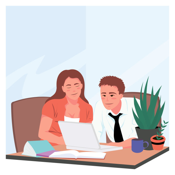 男商人和女商人坐在一起工作图片下载