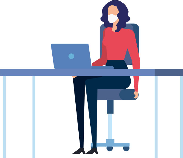 职场女性在工作场所使用口罩图片下载