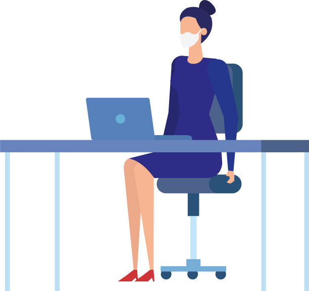 职场女性在工作场所使用口罩图片下载