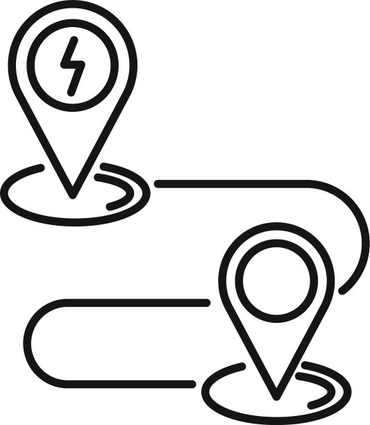 电动汽车路线图标轮廓风格图片下载