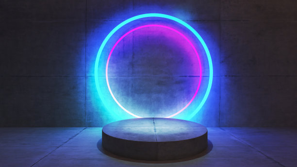 产品展示区概念创建与具体圆柱体产品平台三维渲染图片下载