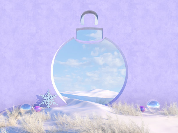 空的冬季圣诞场景与雪球形状的框架。图片下载