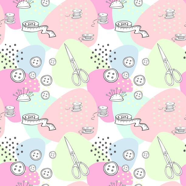 抽象无缝图案与缝纫配件图片下载