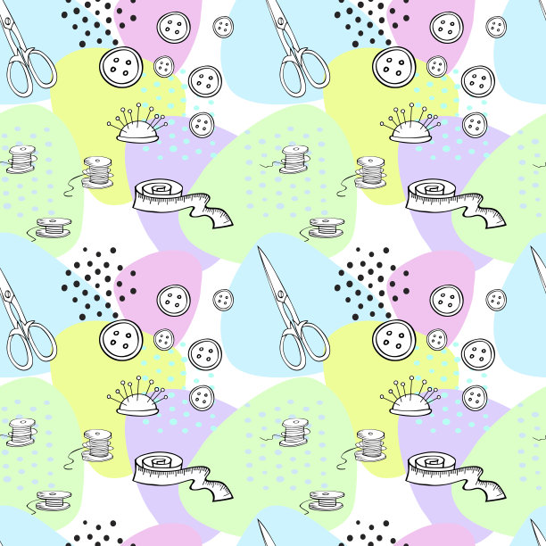 抽象无缝图案与缝纫配件图片下载