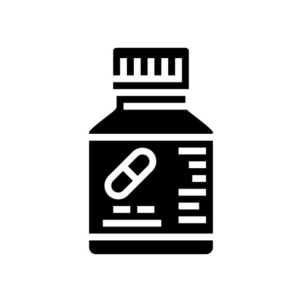 药物药片瓶字形图标矢量插图图片下载
