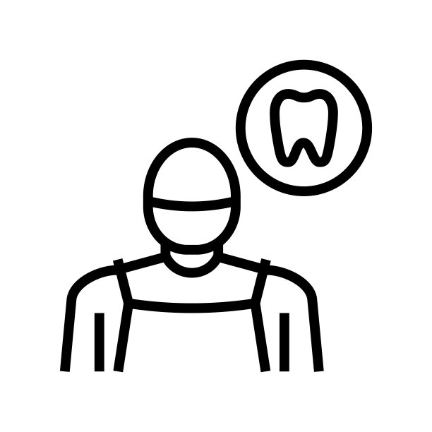 口腔医学专科医师线图标矢量插图图片下载