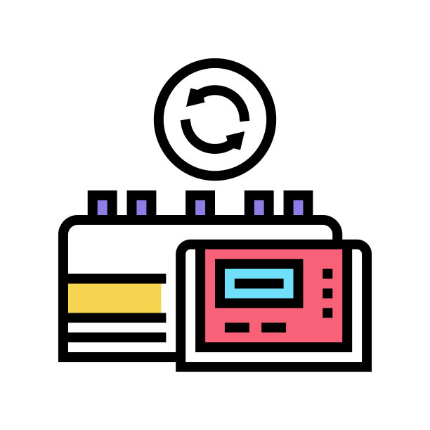 药厂设备更换彩色图标矢量说明图片下载