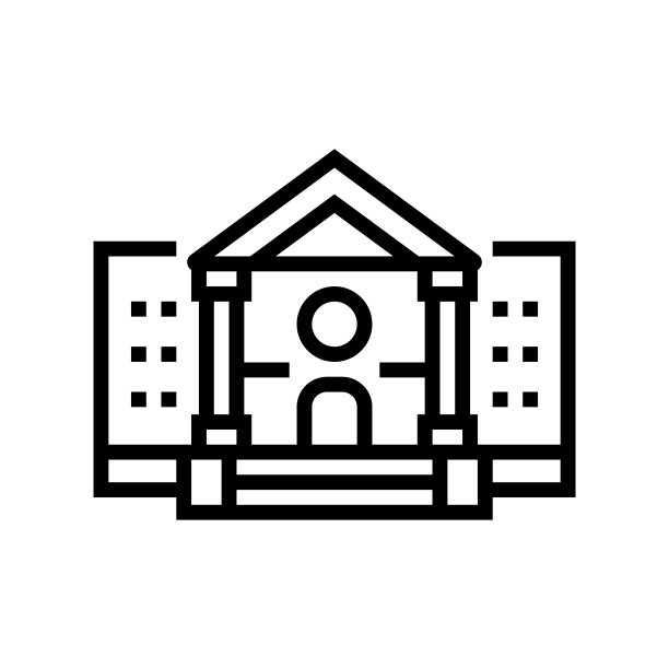 博物馆建筑线图标向量黑色插图图片下载