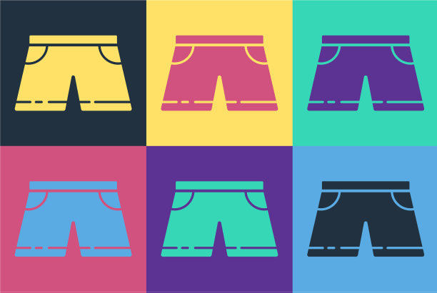 波普艺术泳裤图标孤立的颜色图片下载