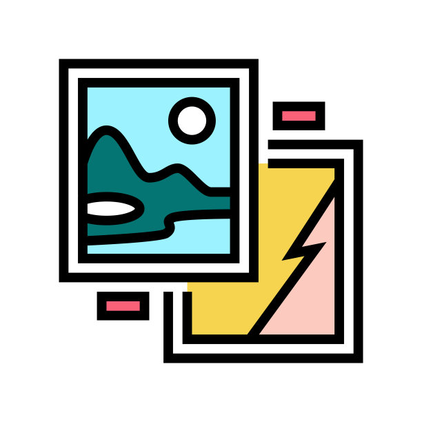 绘画博物馆展出彩色图标矢量插图图片下载