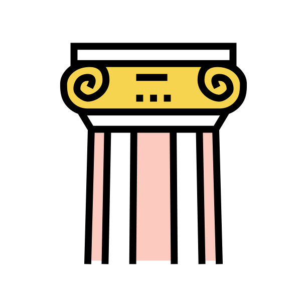 希腊柱颜色图标向量颜色插图图片下载