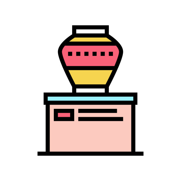 双耳瓶展示彩色图标矢量插图图片下载