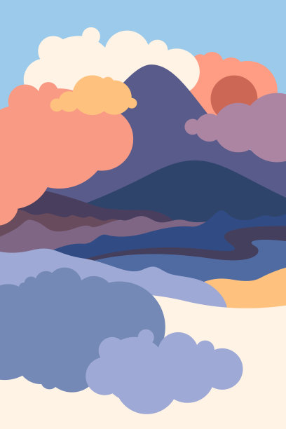 景观有山峰，小山，森林和田野，脚，斜坡，冰川。以旅游、环保、生态为主题的横向海报。矢量插图在一个平坦的风格。图片下载