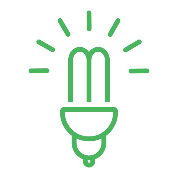 荧光灯泡图标在线条风格。节能标志。环保灯泡标志。图片下载
